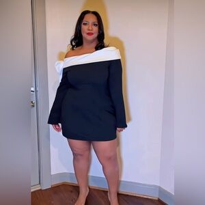 SHEIN Black and White One Shoulder Dress